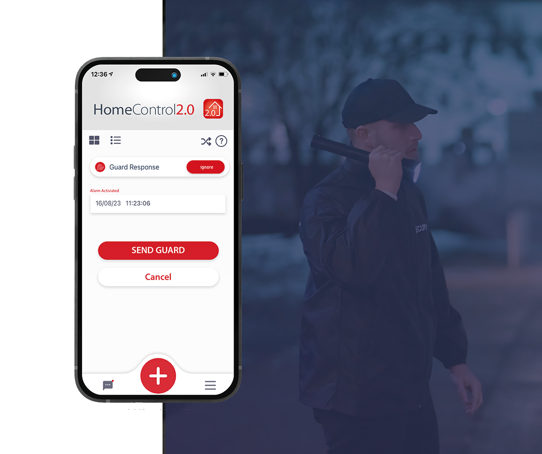 Guard response service controlled through HomeControl 2.0 app